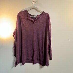 Plum Long Sleeve Henley Top Plus Size 3x